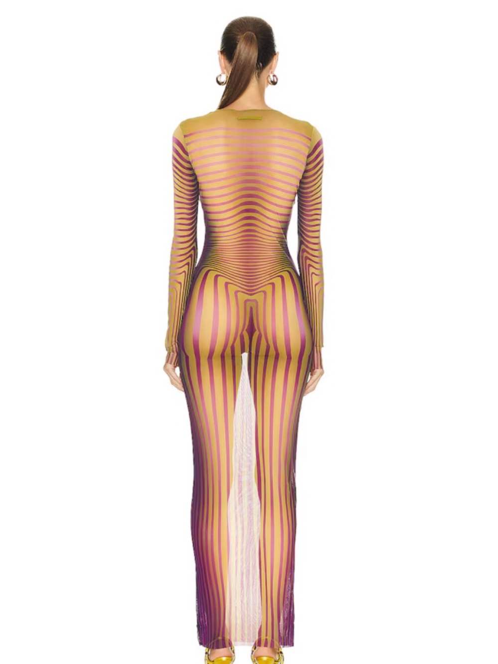 Jean Paul Gaultier Sheer Striped Maxi Dress in Yellow and Purple Ombre - Picture 2 of 3